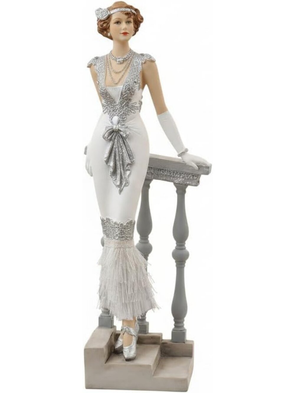 Chic 13-Inch Victorian Lady Figurine | Art Deco Woman Statue | Home Decor Accent
